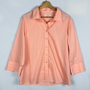 Foxcroft Womens Wrinkle Free Button Down Long Sleeve Shirt Sz 18 Shaped Business